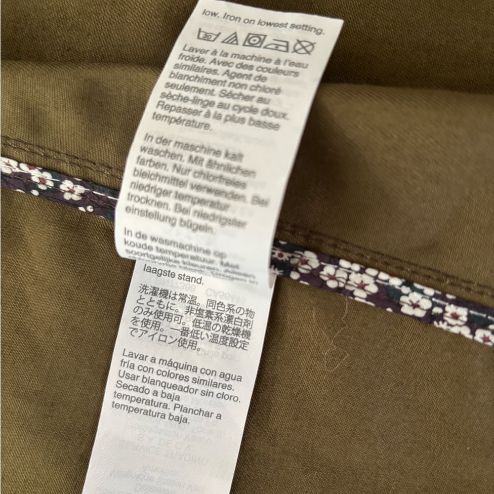 J Crew Barn Jacket with Liberty Floral Print Olive Green Small Like New - Picture 6 of 14